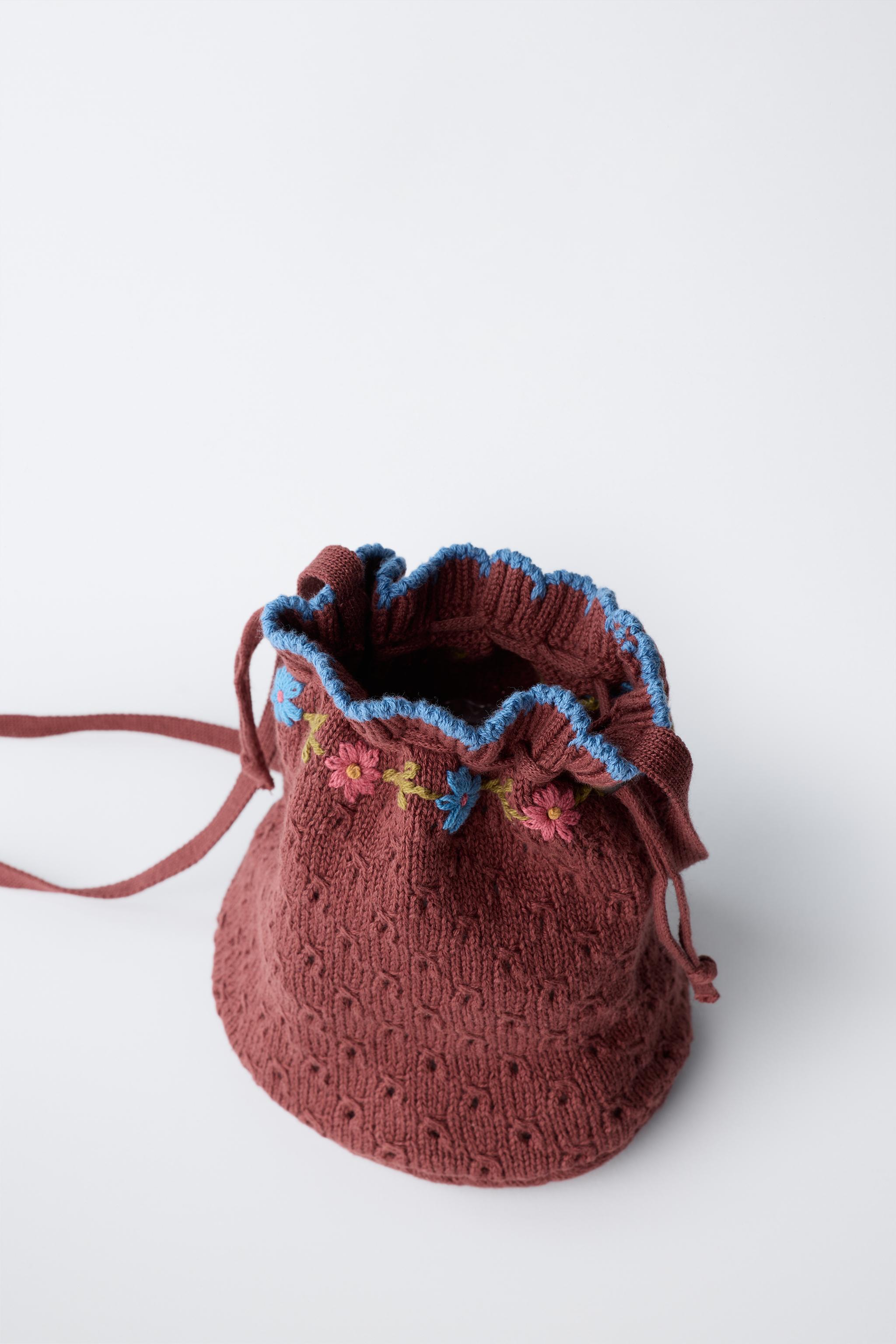 EMBROIDERED KNIT CROSSBODY BAG